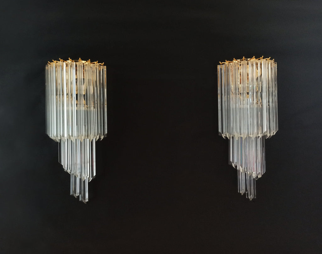 Murano Wall Lamp | 16 Clear Prism Glass | Set of 2
