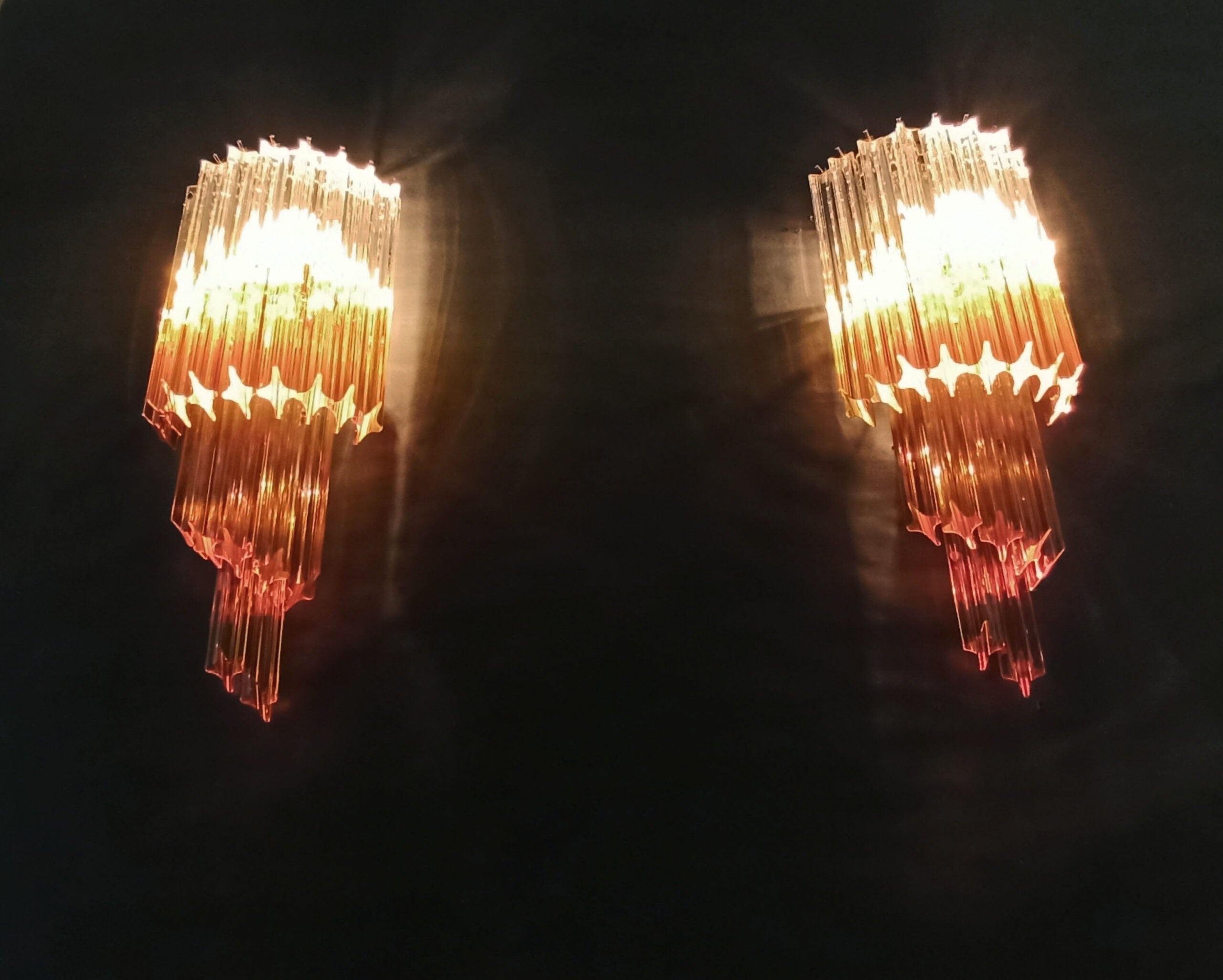 Murano Wall Lamp | 32 Clear Caramel Prism Glass | Set of 2