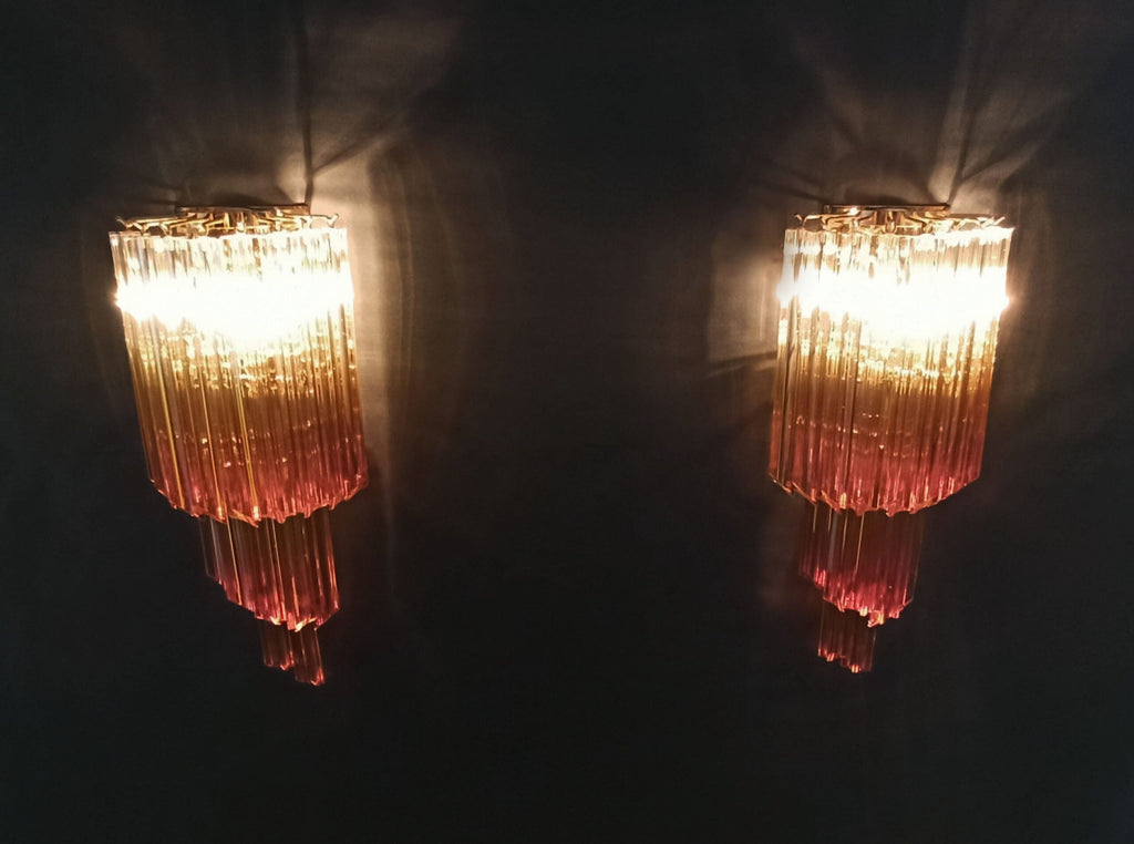 Murano Wall Lamp | 32 Clear Caramel Prism Glass | Set of 2