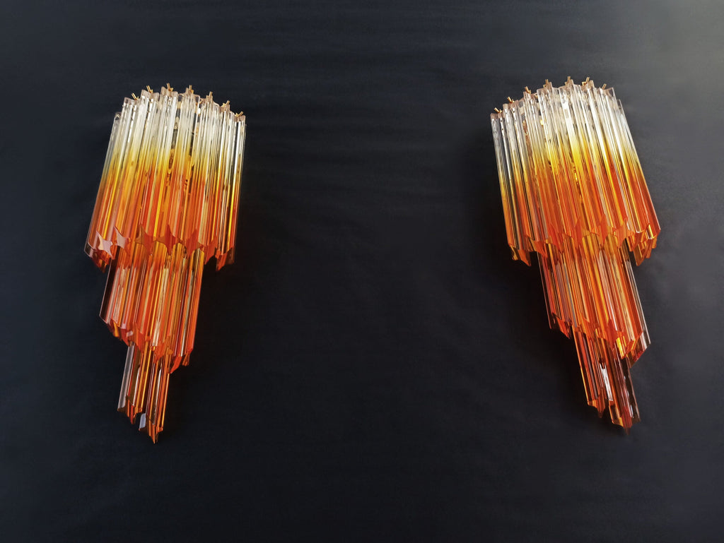 Murano Wall Lamp | 32 Clear Caramel Prism Glass | Set of 2