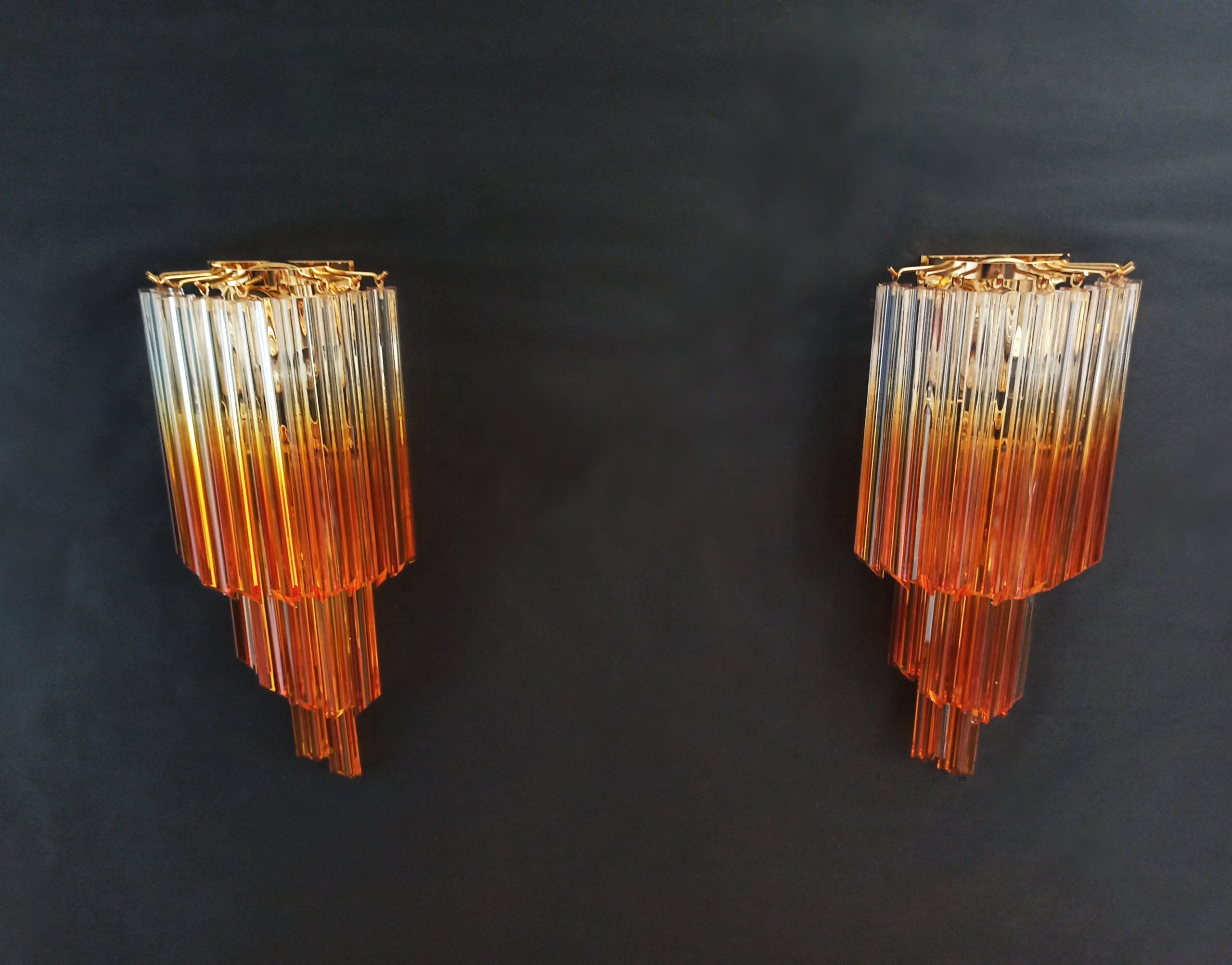 Murano Wall Lamp | 32 Clear Caramel Prism Glass | Set of 2