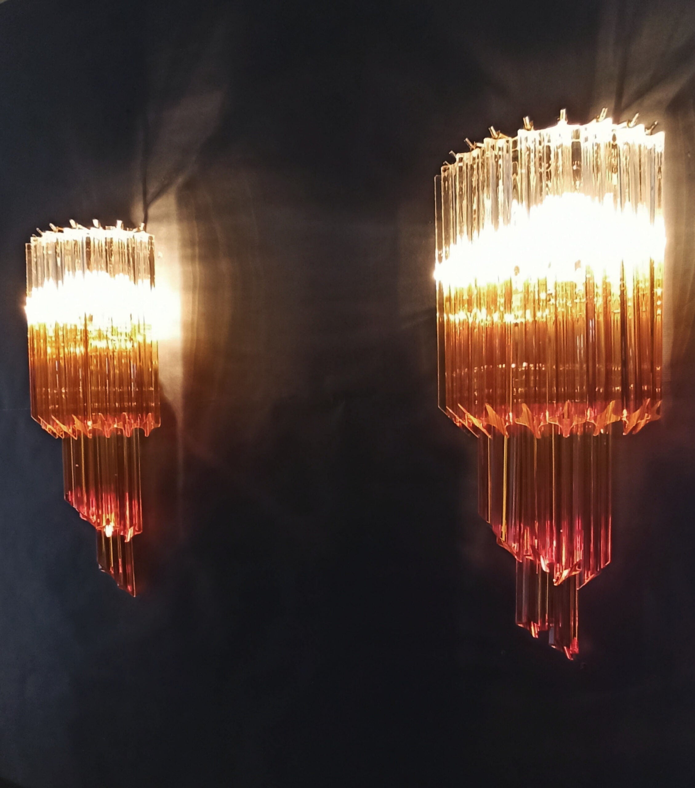 Murano Wall Lamp | 32 Clear Caramel Prism Glass | Set of 2