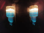 Murano Wall Lamp | 32 Clear Blue Prism Glass | Set of 2