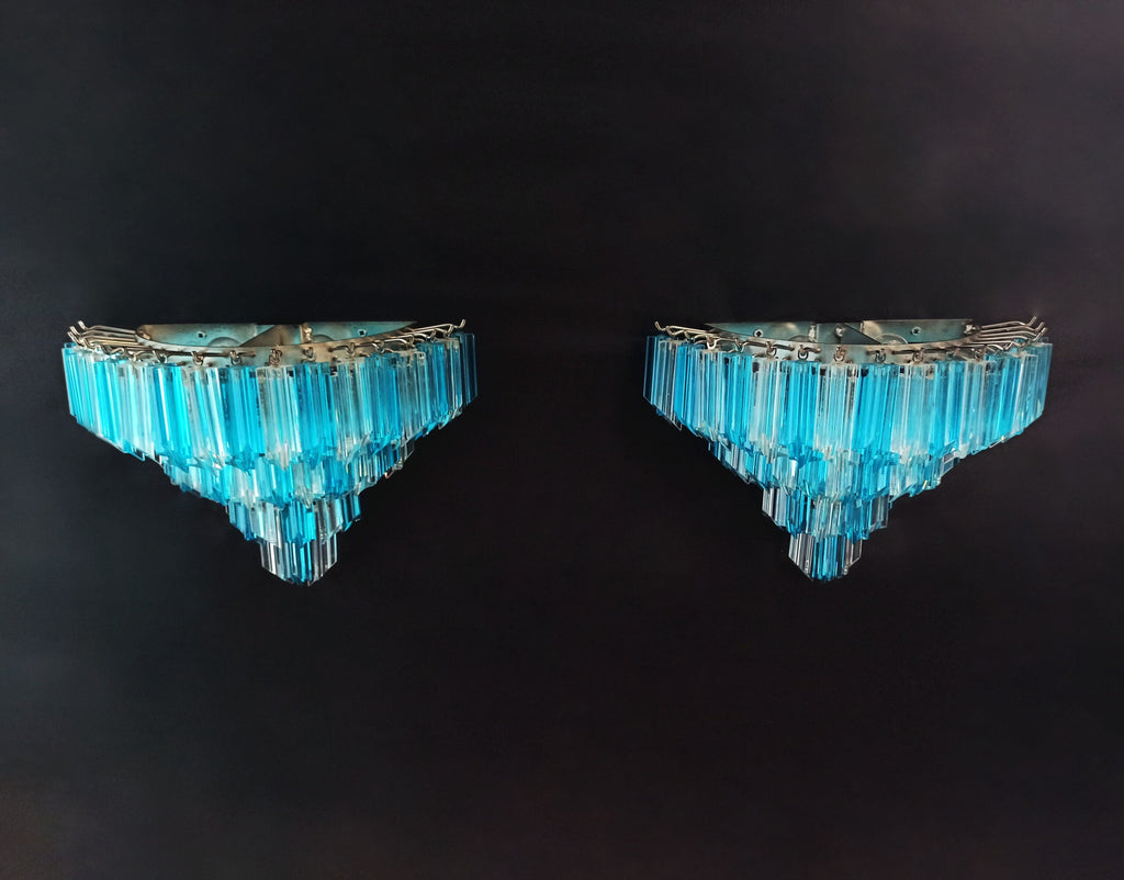 Murano Wall Lamp | 63 Clear Blue Prism Glass | Set of 2