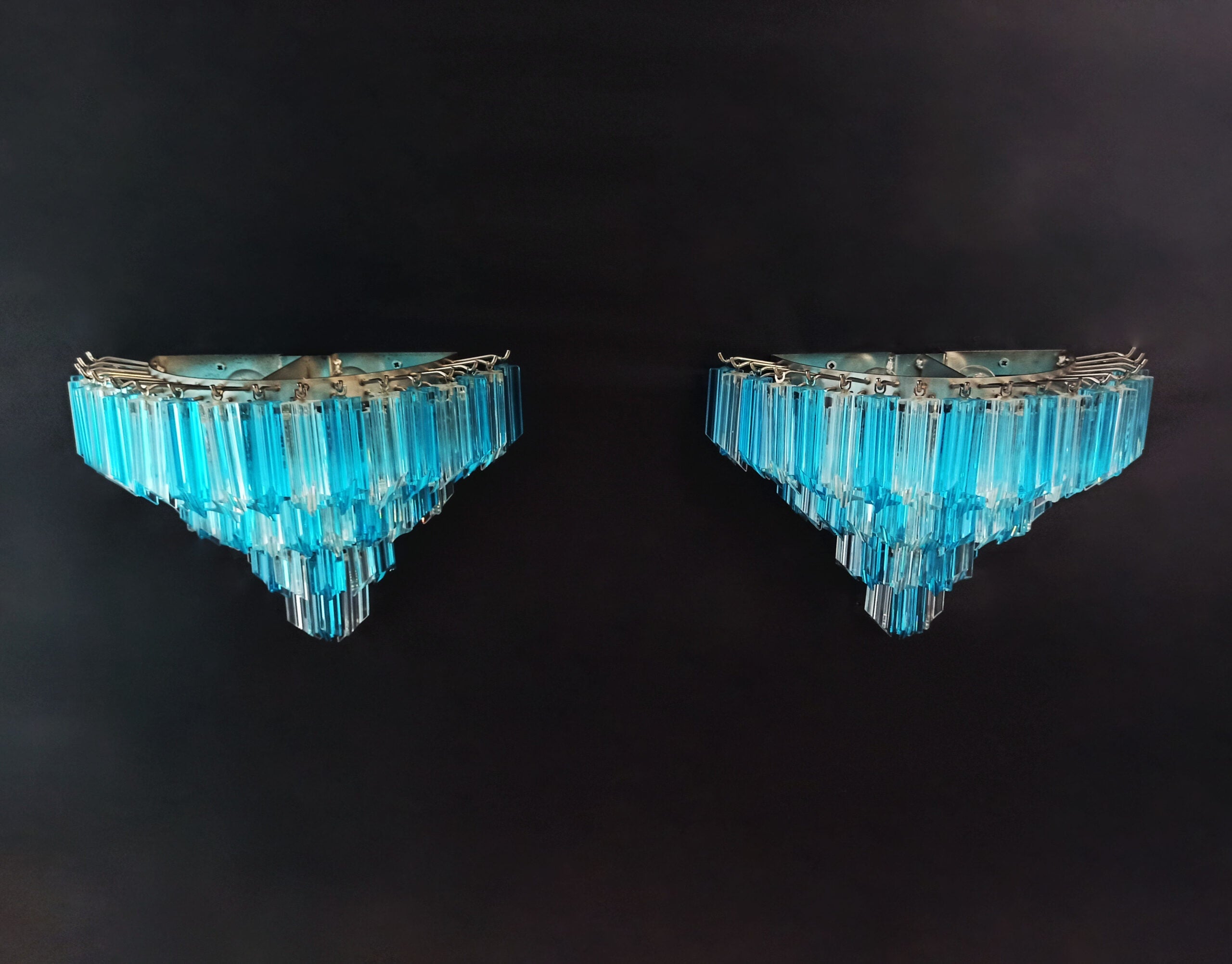 Murano Wall Lamp | 63 Clear Blue Prism Glass | Set of 2