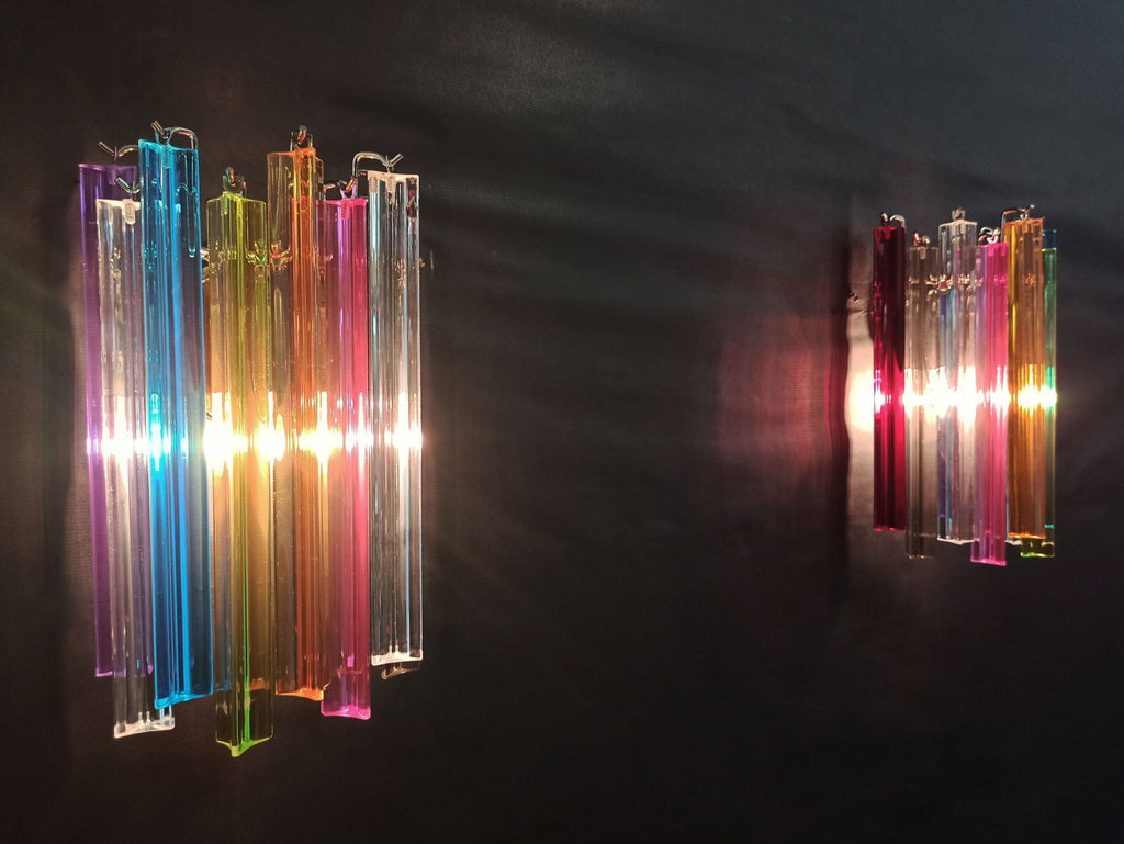 Murano Wall Lamp | 9 Multicolour Prism Glass | Set of 2