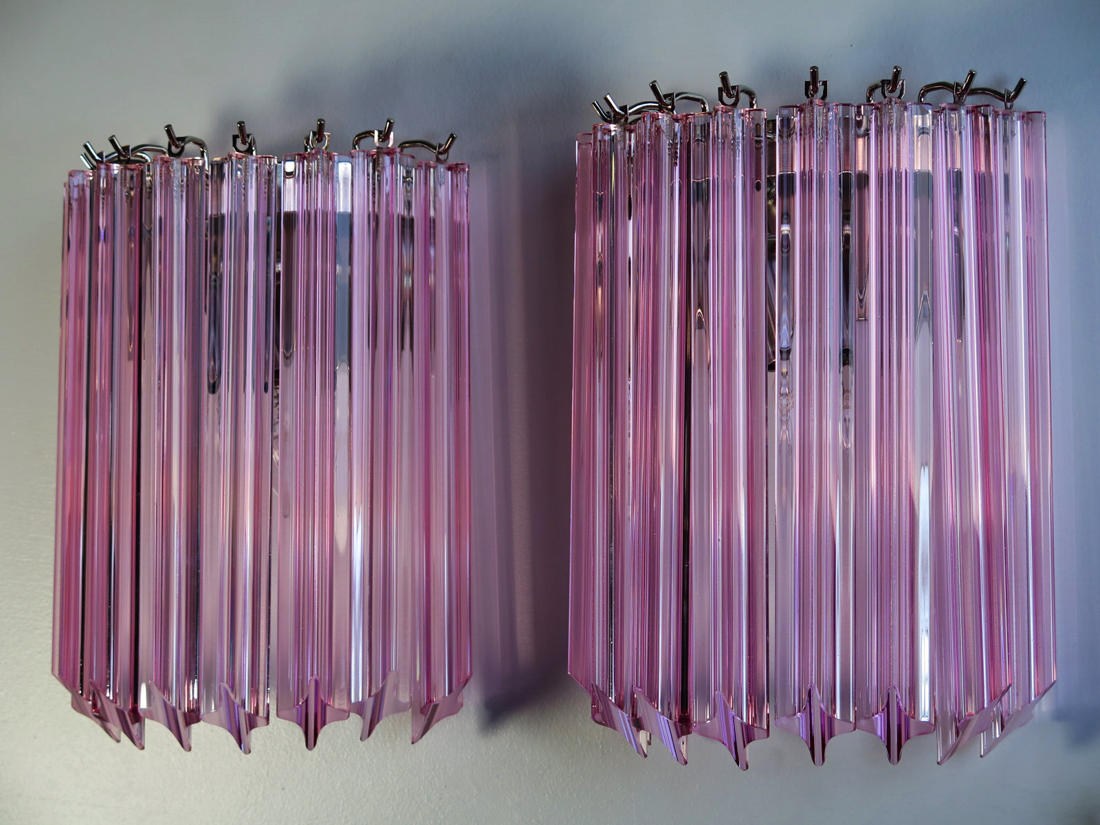 Murano Wall Lamp | 9 Pink Prism Glass | Set of 2