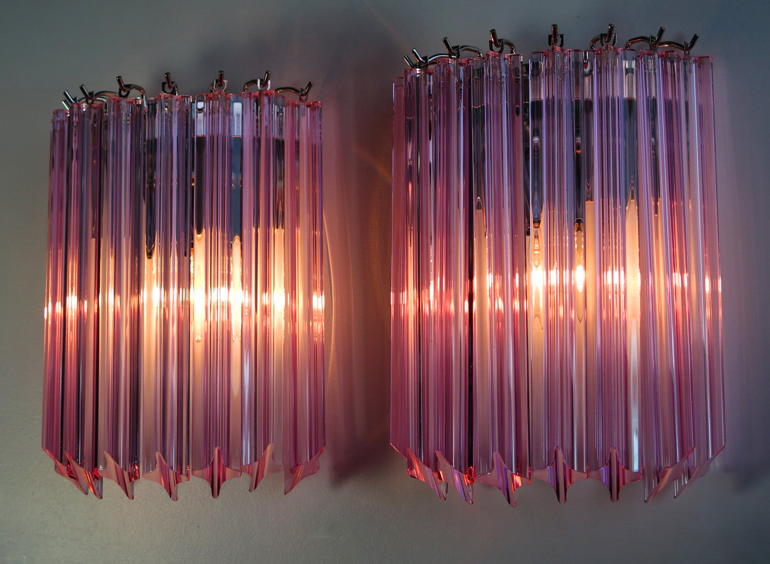 Murano Wall Lamp | 9 Pink Prism Glass | Set of 2