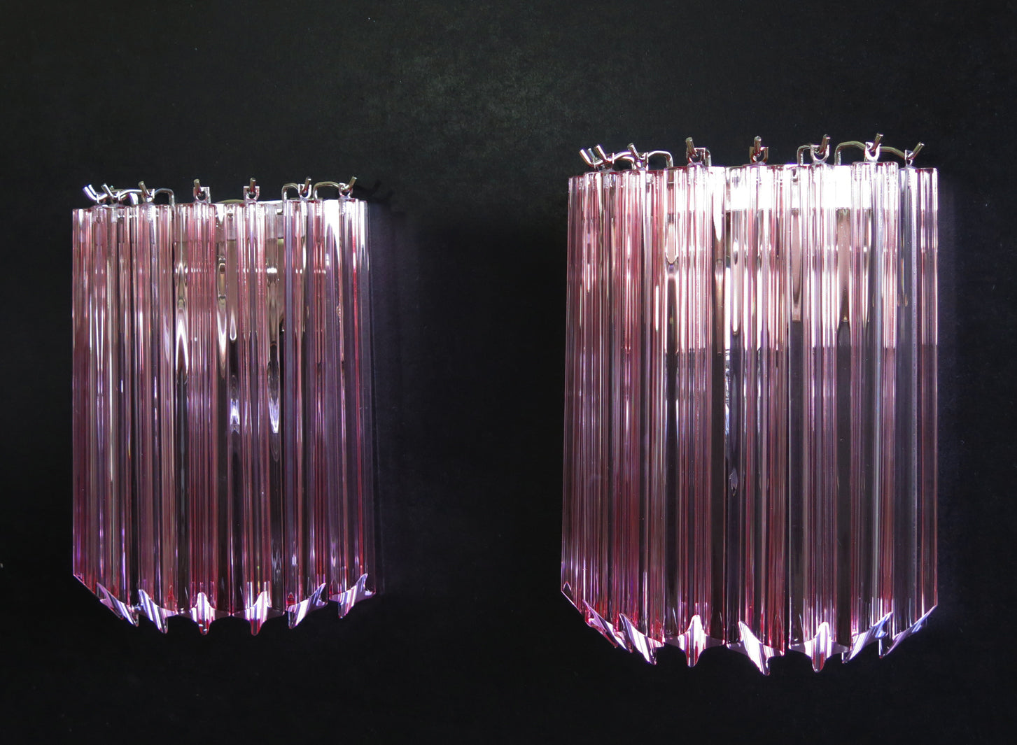Murano Wall Lamp | 9 Pink Prism Glass | Set of 2