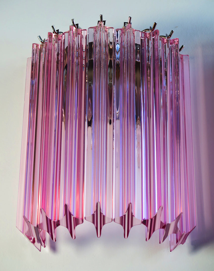 Murano Wall Lamp | 9 Pink Prism Glass | Set of 2