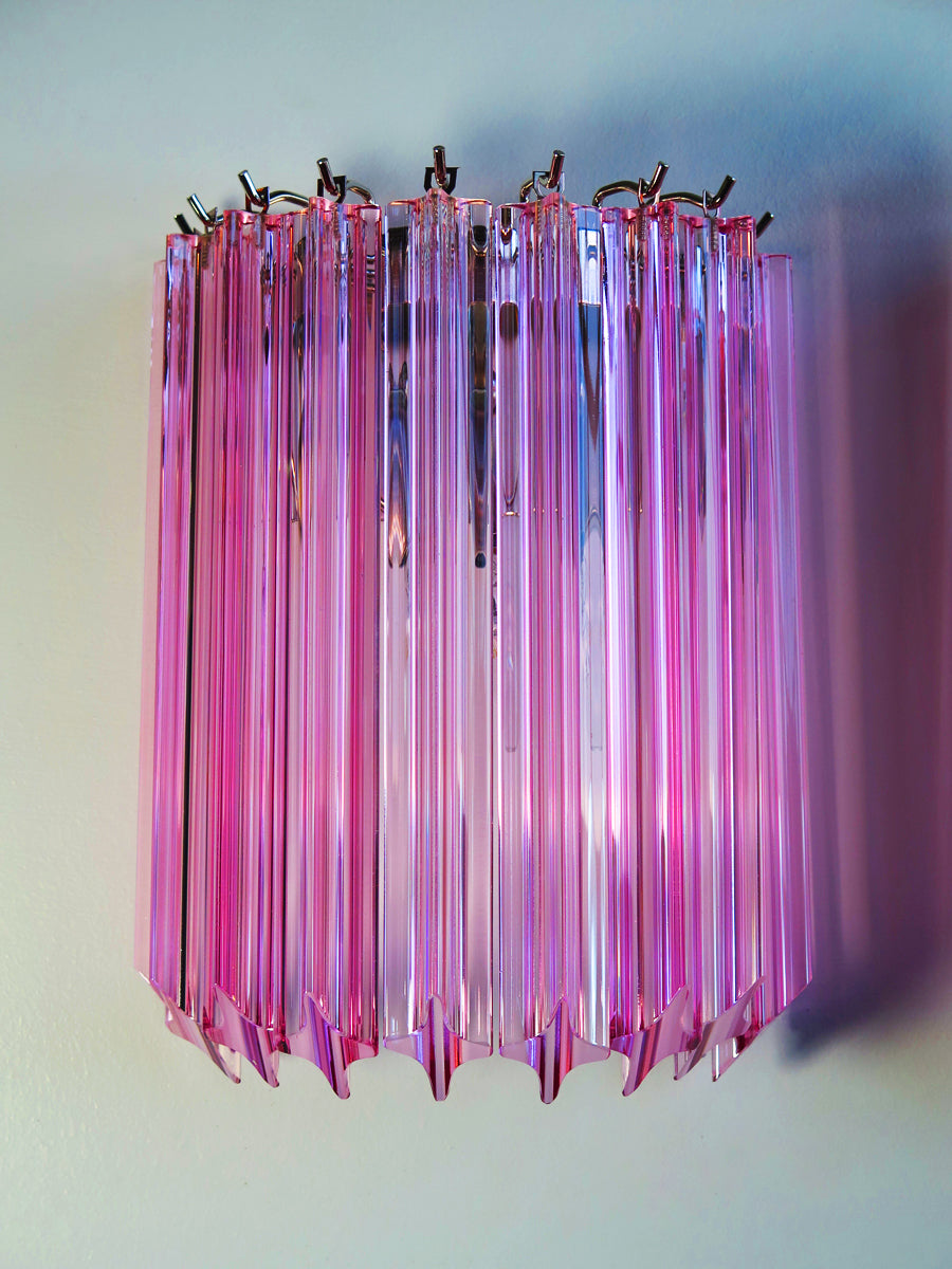 Murano Wall Lamp | 9 Pink Prism Glass | Set of 2