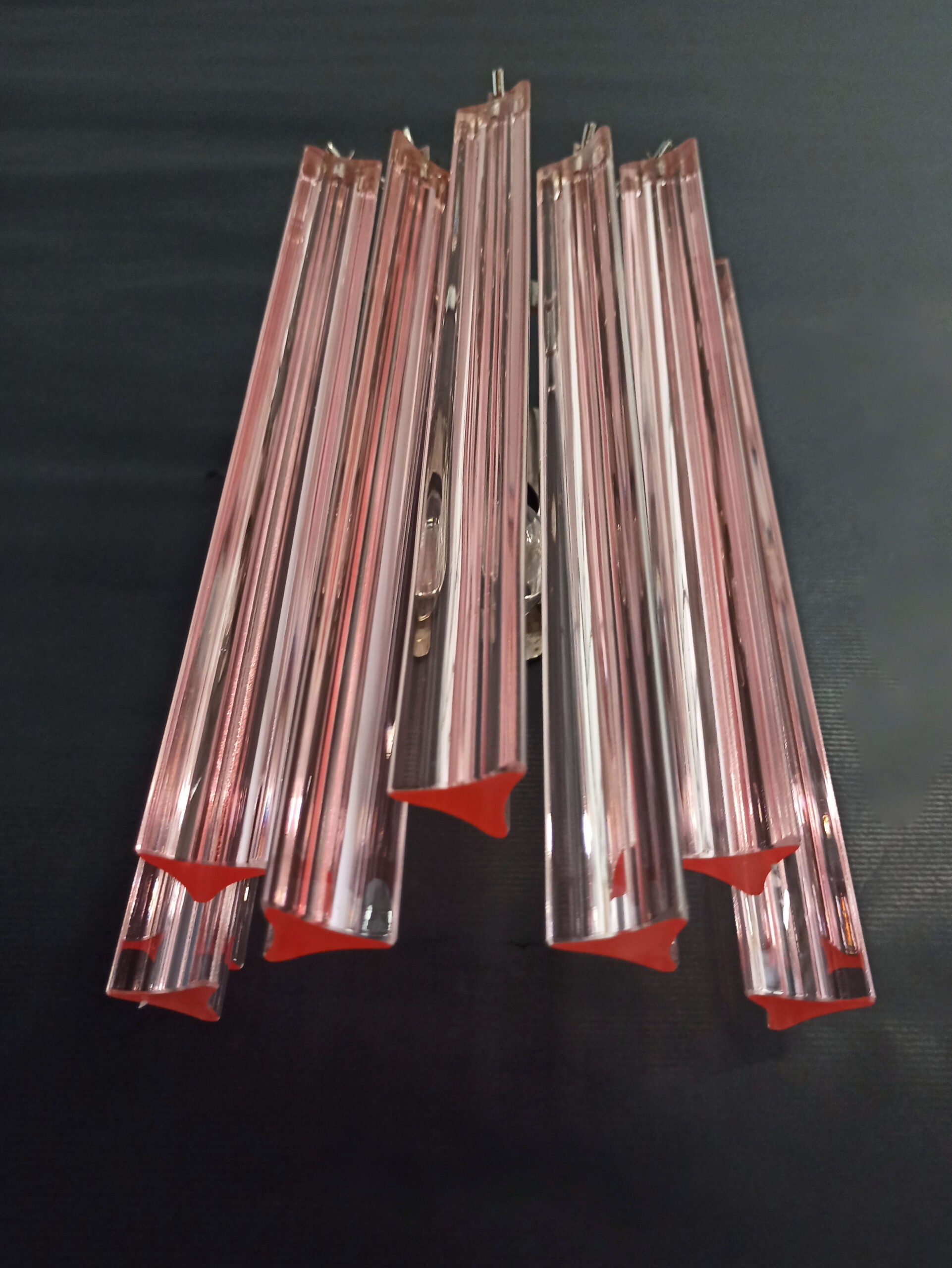 Murano Wall Lamp | 9 Pink Prism Glass | Set of 2