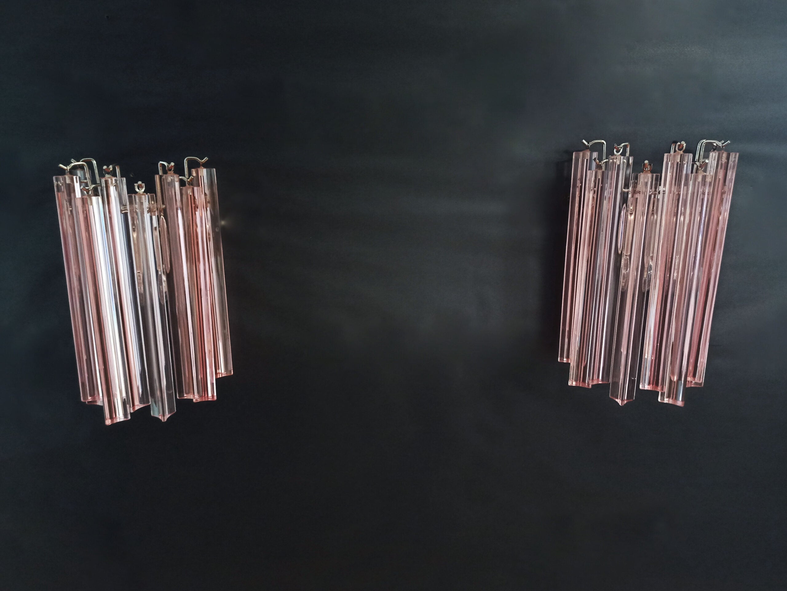 Murano Wall Lamp | 9 Pink Prism Glass | Set of 2
