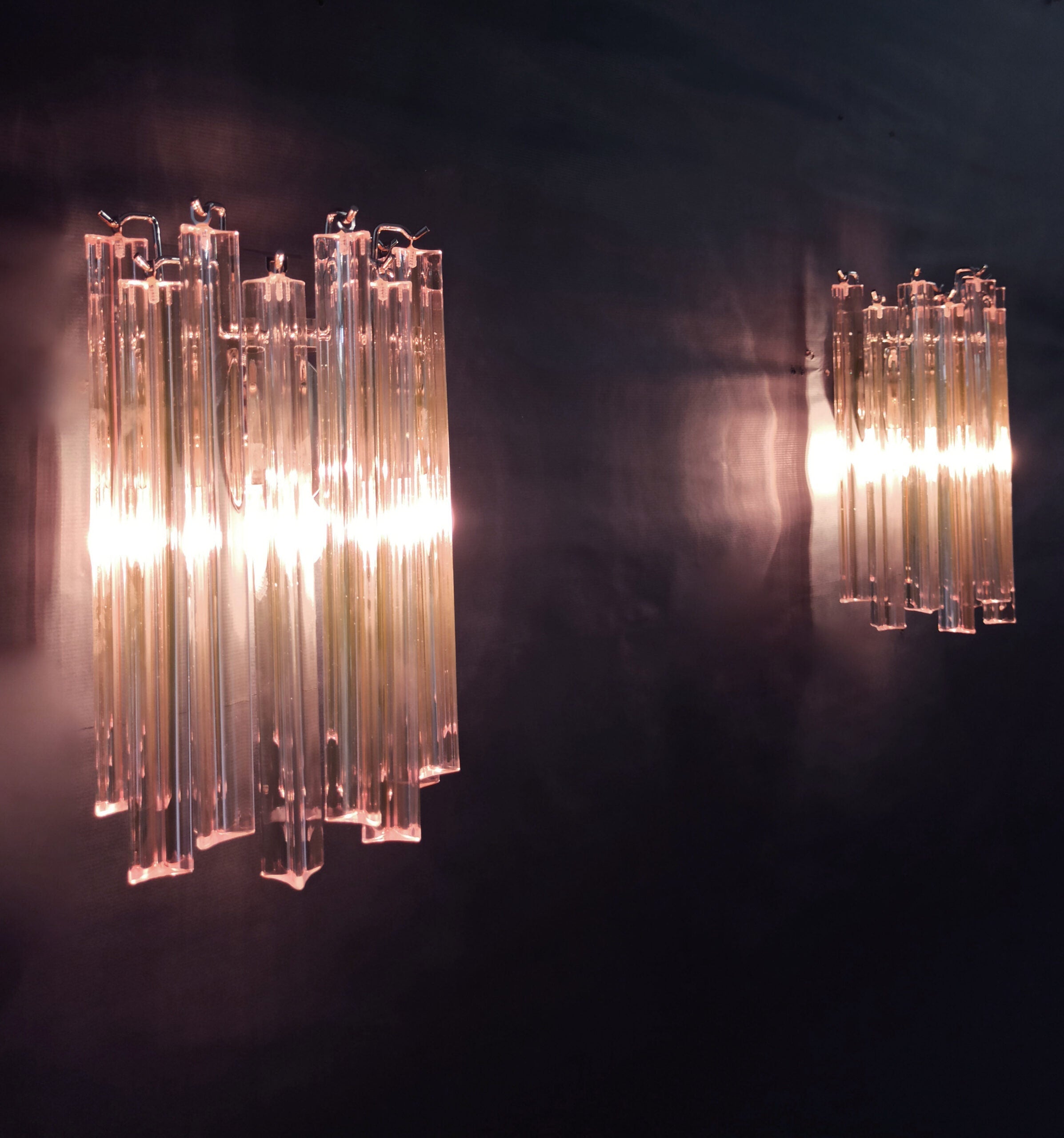 Murano Wall Lamp | 9 Pink Prism Glass | Set of 2
