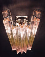 Murano Wall Lamp | 9 Pink Prism Glass | Set of 2