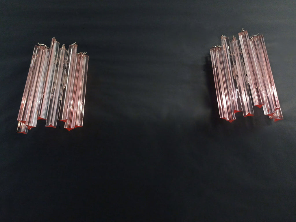 Murano Wall Lamp | 9 Pink Prism Glass | Set of 2