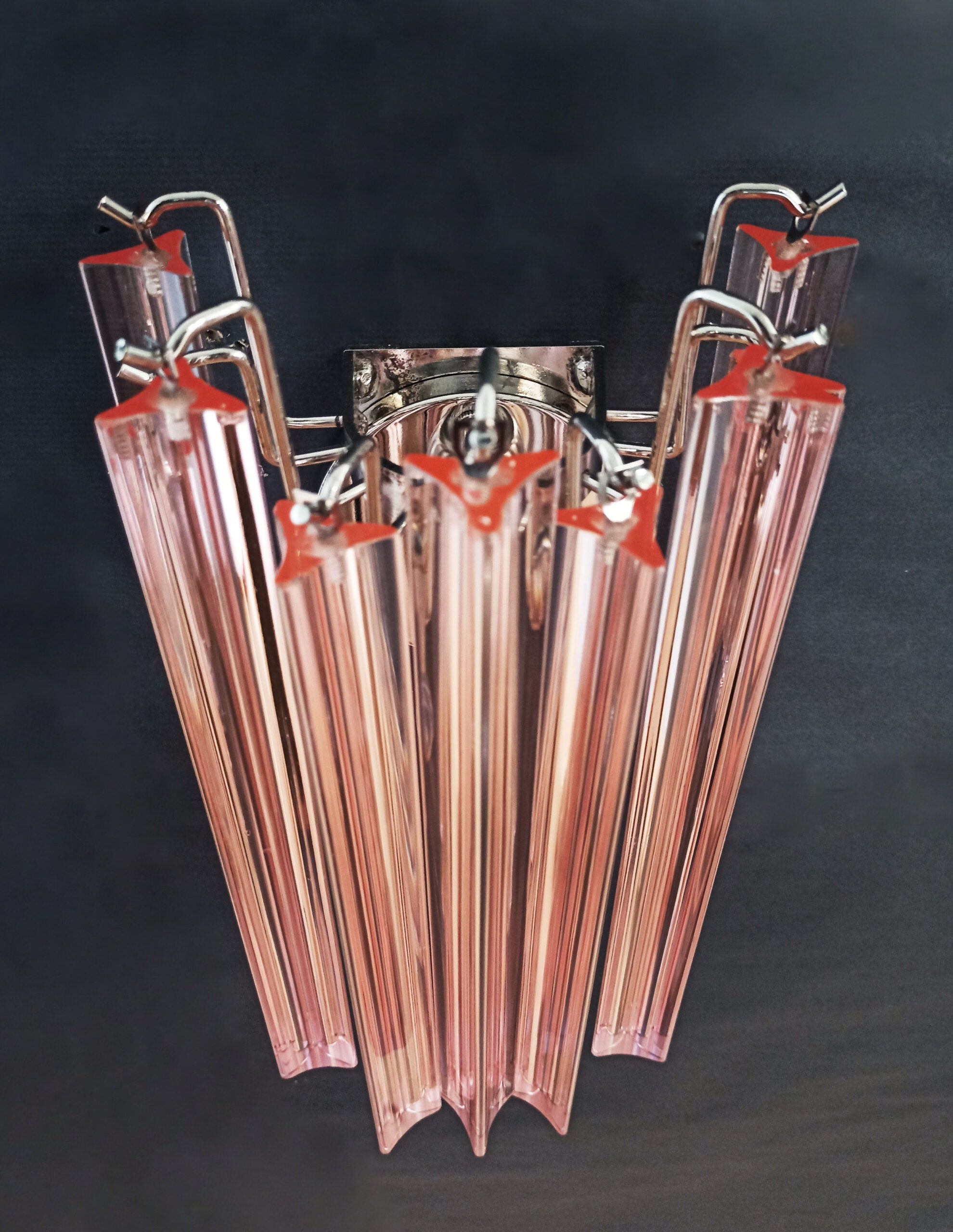 Murano Wall Lamp | 9 Pink Prism Glass | Set of 2