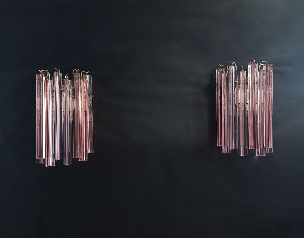 Murano Wall Lamp | 9 Pink Prism Glass | Set of 2