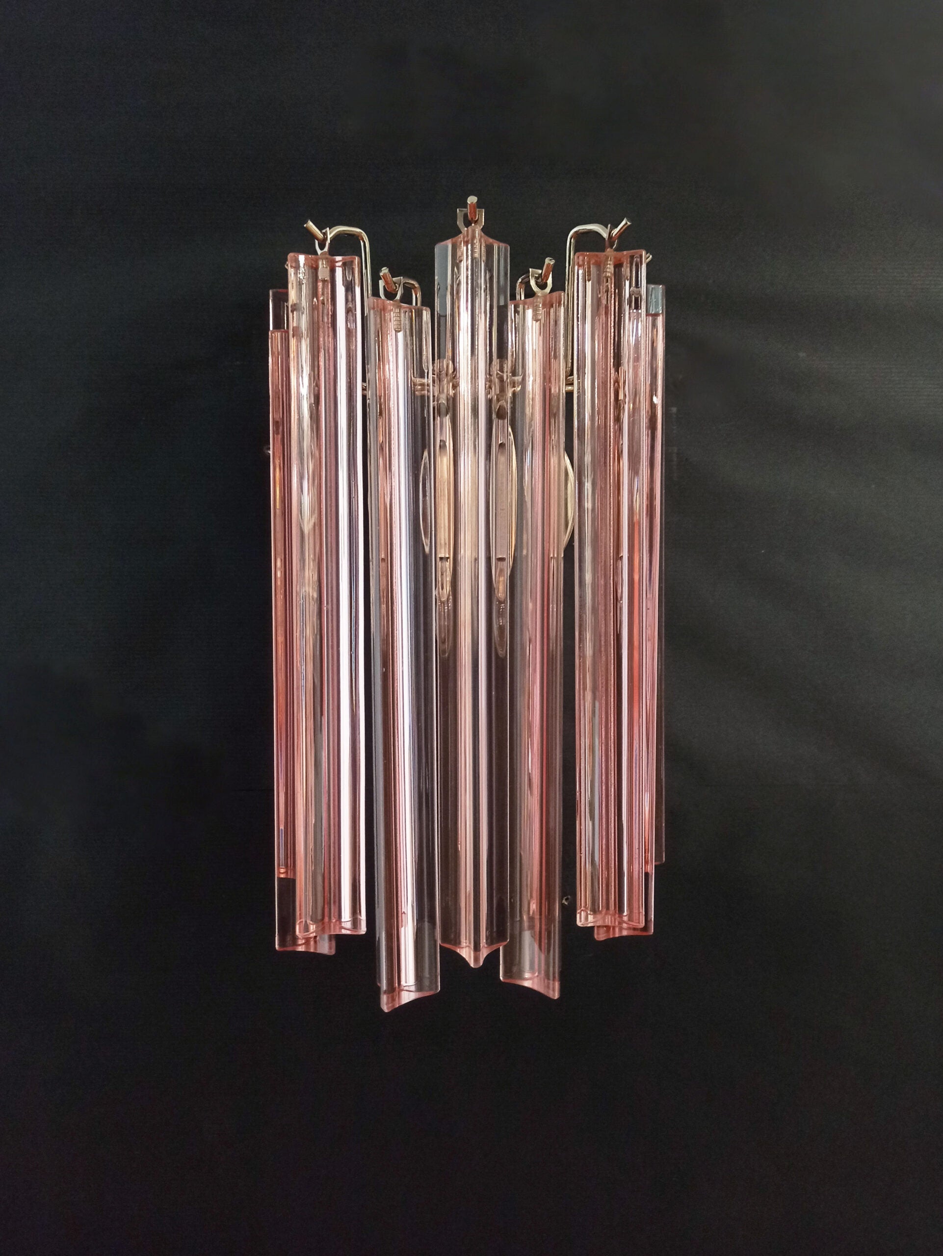 Murano Wall Lamp | 9 Pink Prism Glass | Set of 2