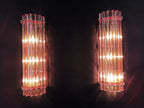 Murano Wall Lamp | 7 Pink Prism Glass | Set of 2
