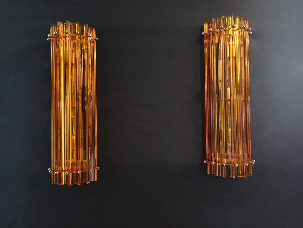 Murano Wall Lamp | 7 Yellow Prism Glass | Set of 2