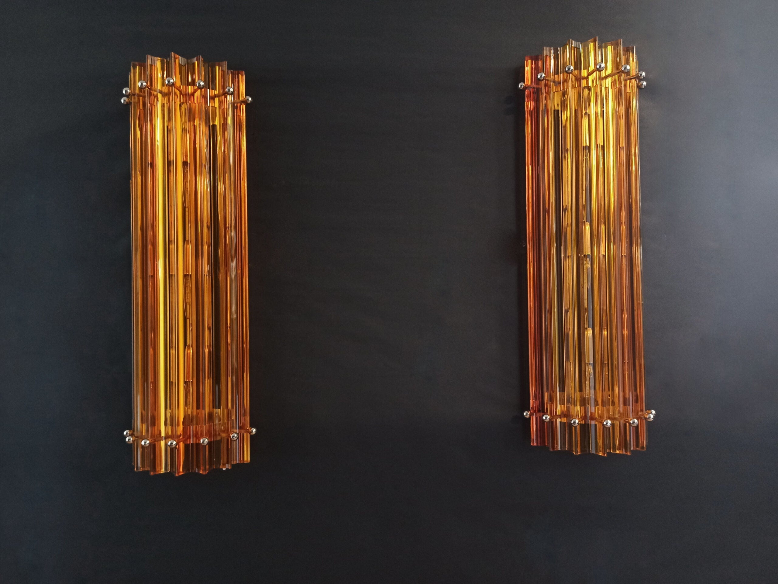 Murano Wall Lamp | 7 Yellow Prism Glass | Set of 2