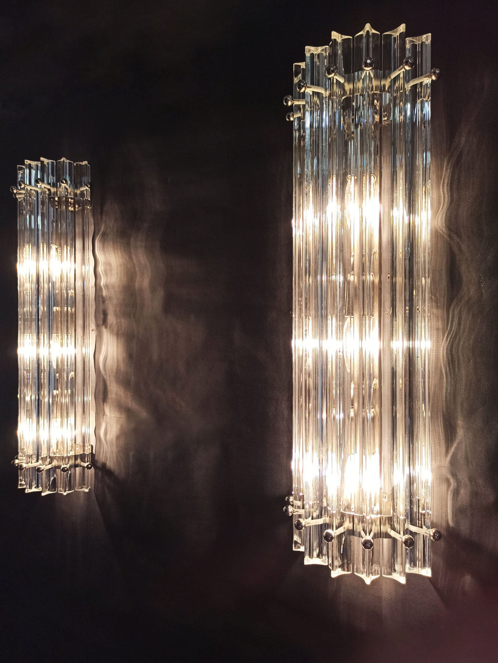 Murano Wall Lamp | 7 Clear Prism Glass | Set of 2