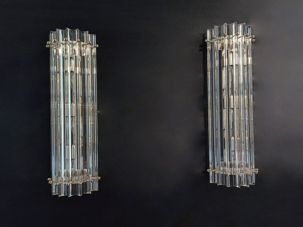 Murano Wall Lamp | 7 Clear Prism Glass | Set of 2