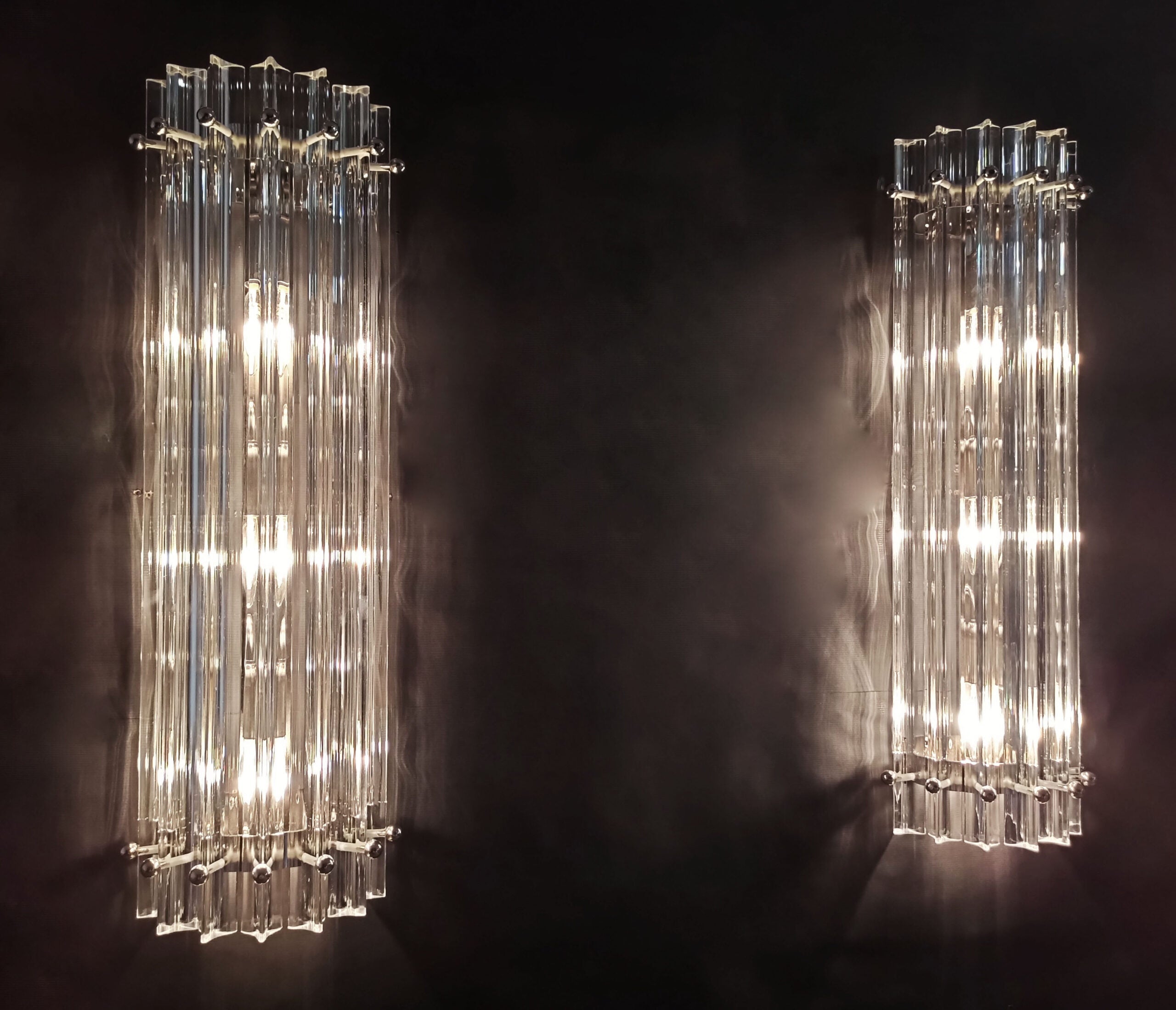 Murano Wall Lamp | 7 Clear Prism Glass | Set of 2