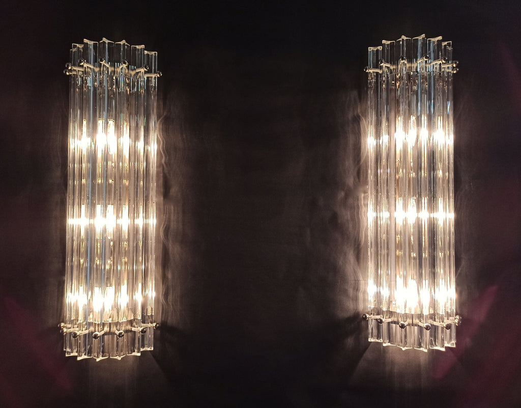 Murano Wall Lamp | 7 Clear Prism Glass | Set of 2