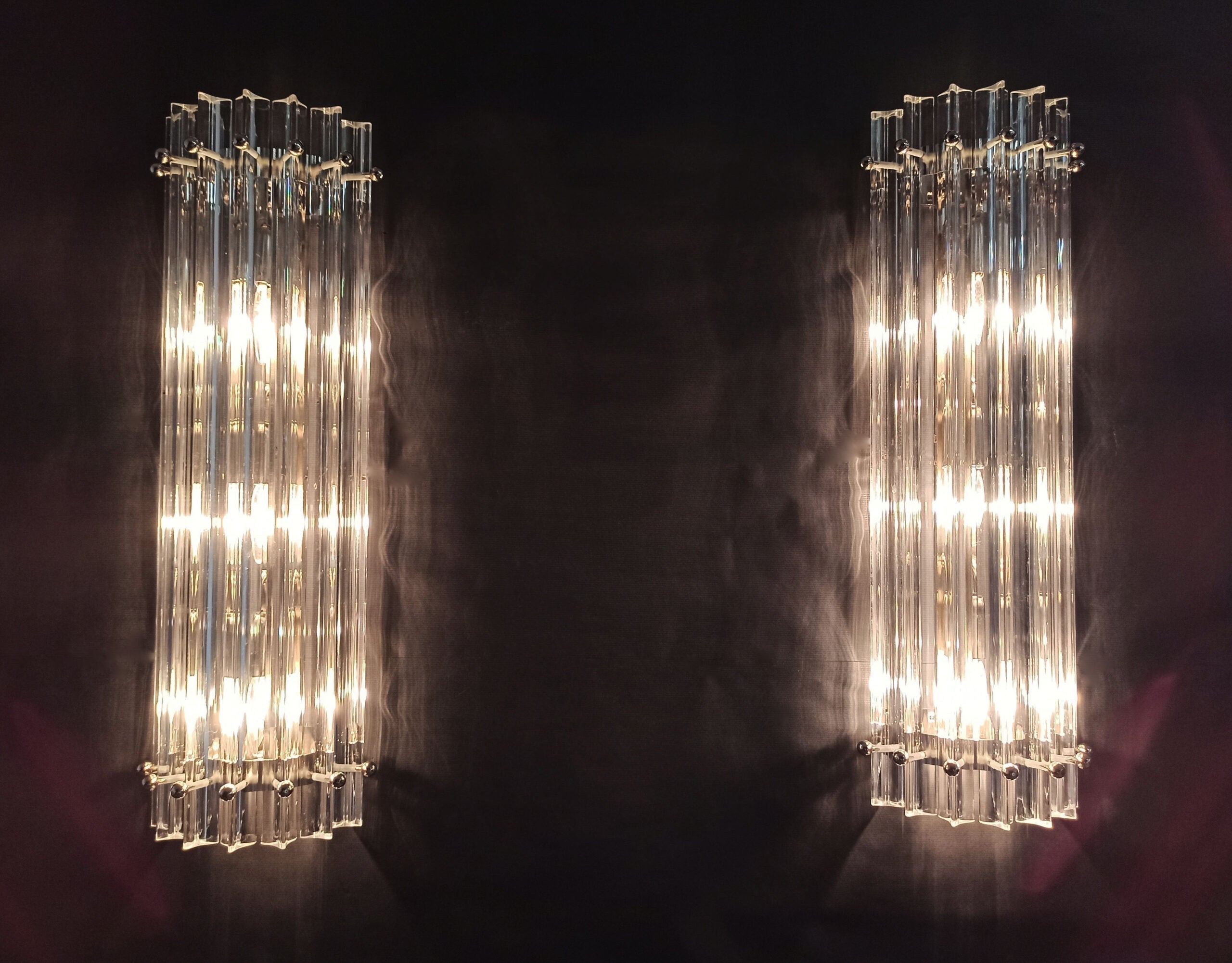 Murano Wall Lamp | 7 Clear Prism Glass | Set of 2
