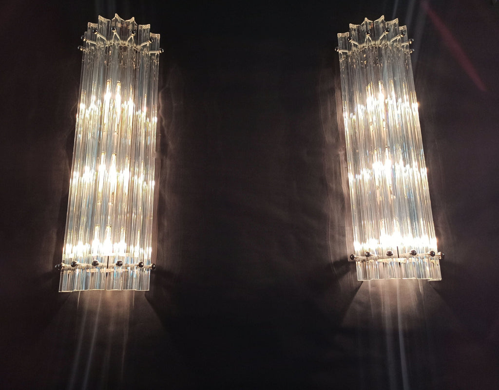 Murano Wall Lamp | 7 Iris Clear Prism Glass | Set of 2