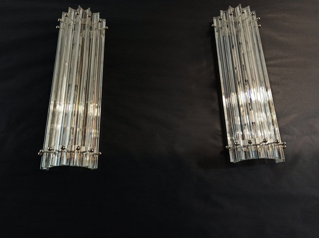 Murano Wall Lamp | 7 Iris Clear Prism Glass | Set of 2