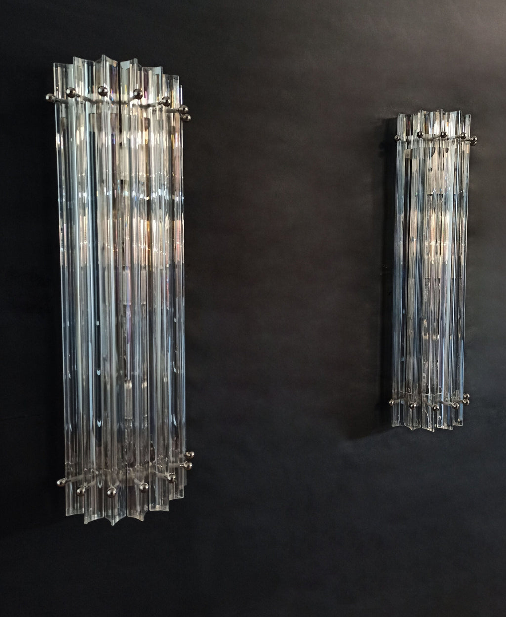 Murano Wall Lamp | 7 Iris Clear Prism Glass | Set of 2