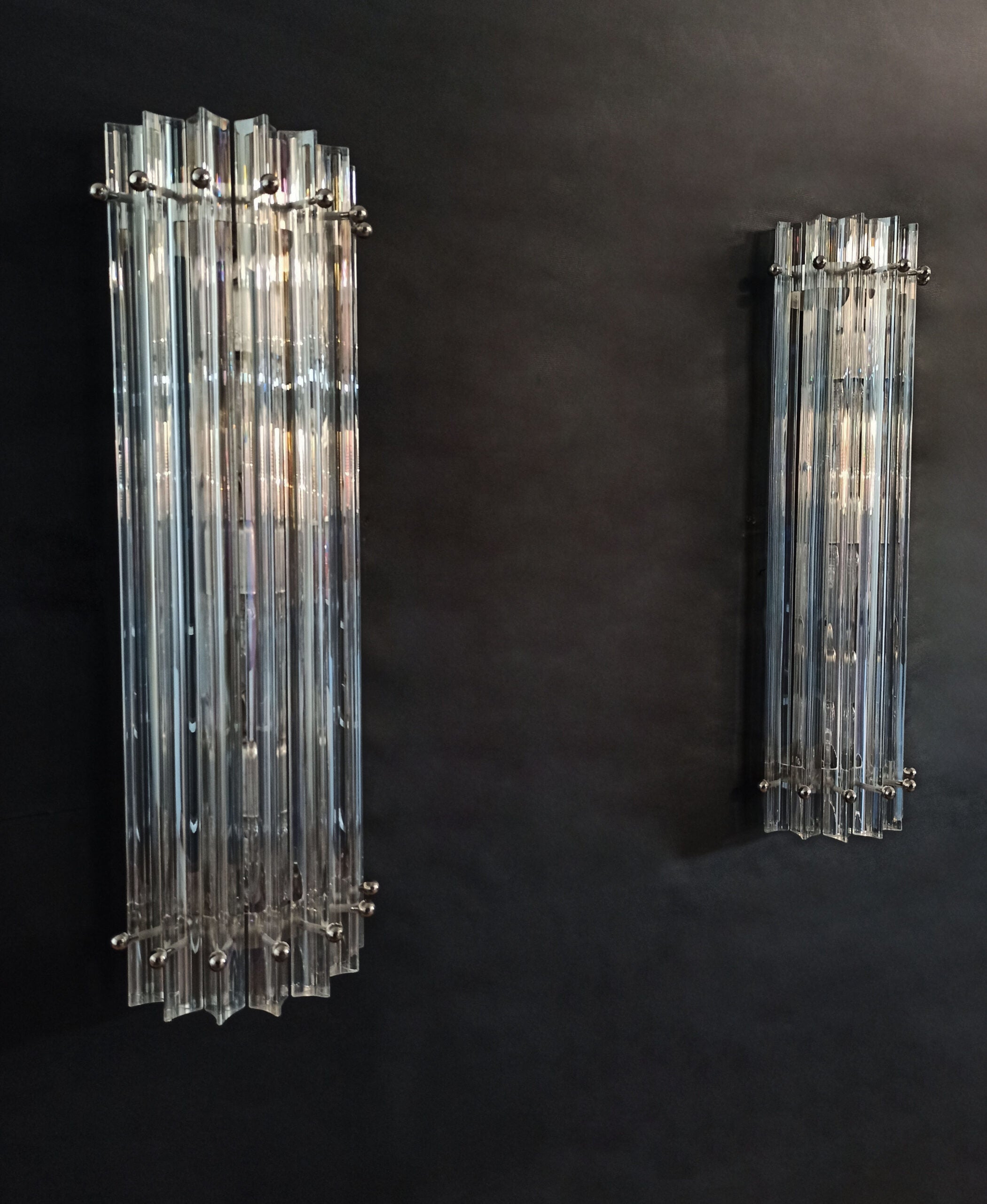Murano Wall Lamp | 7 Iris Clear Prism Glass | Set of 2