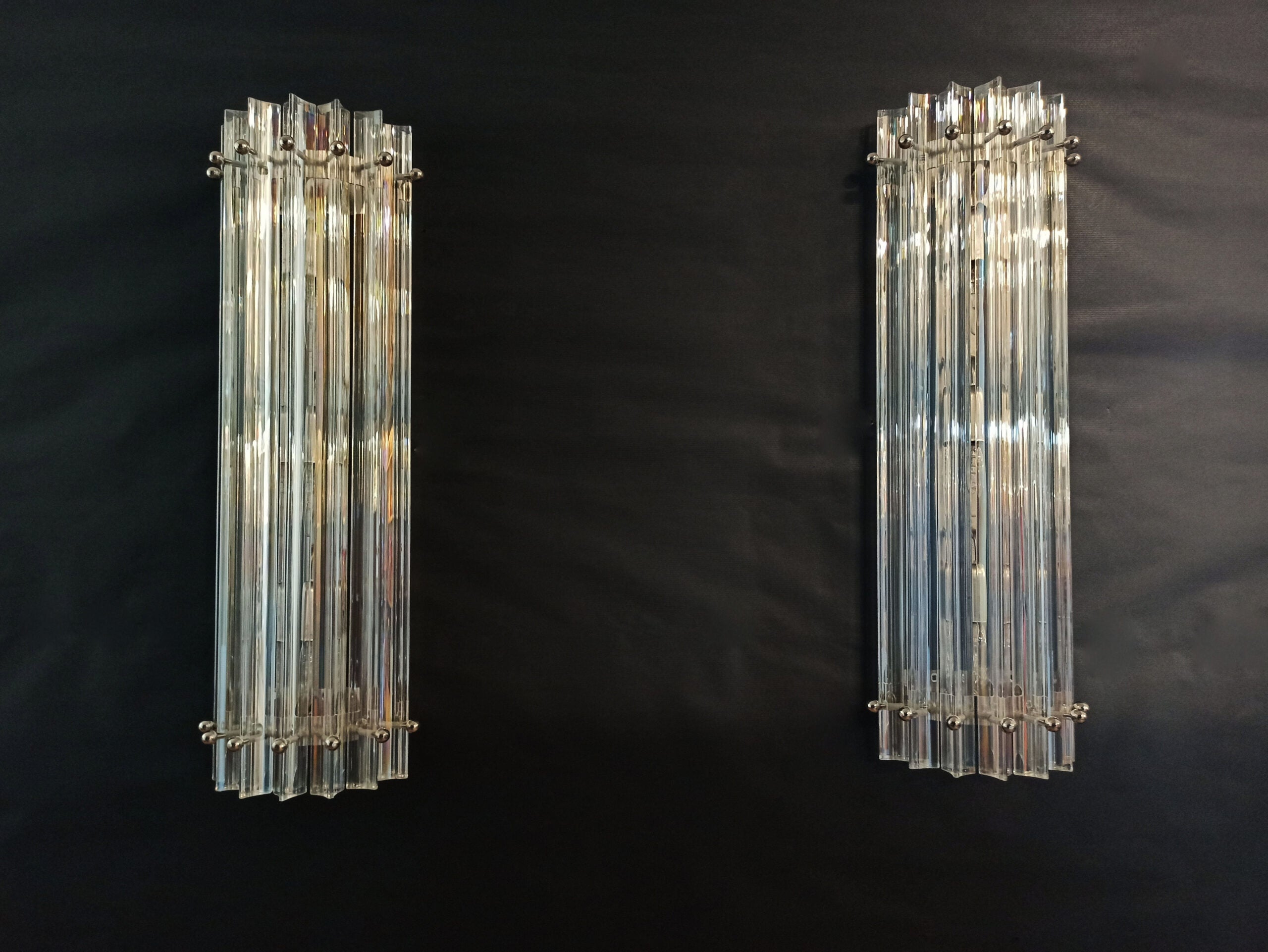 Murano Wall Lamp | 7 Iris Clear Prism Glass | Set of 2