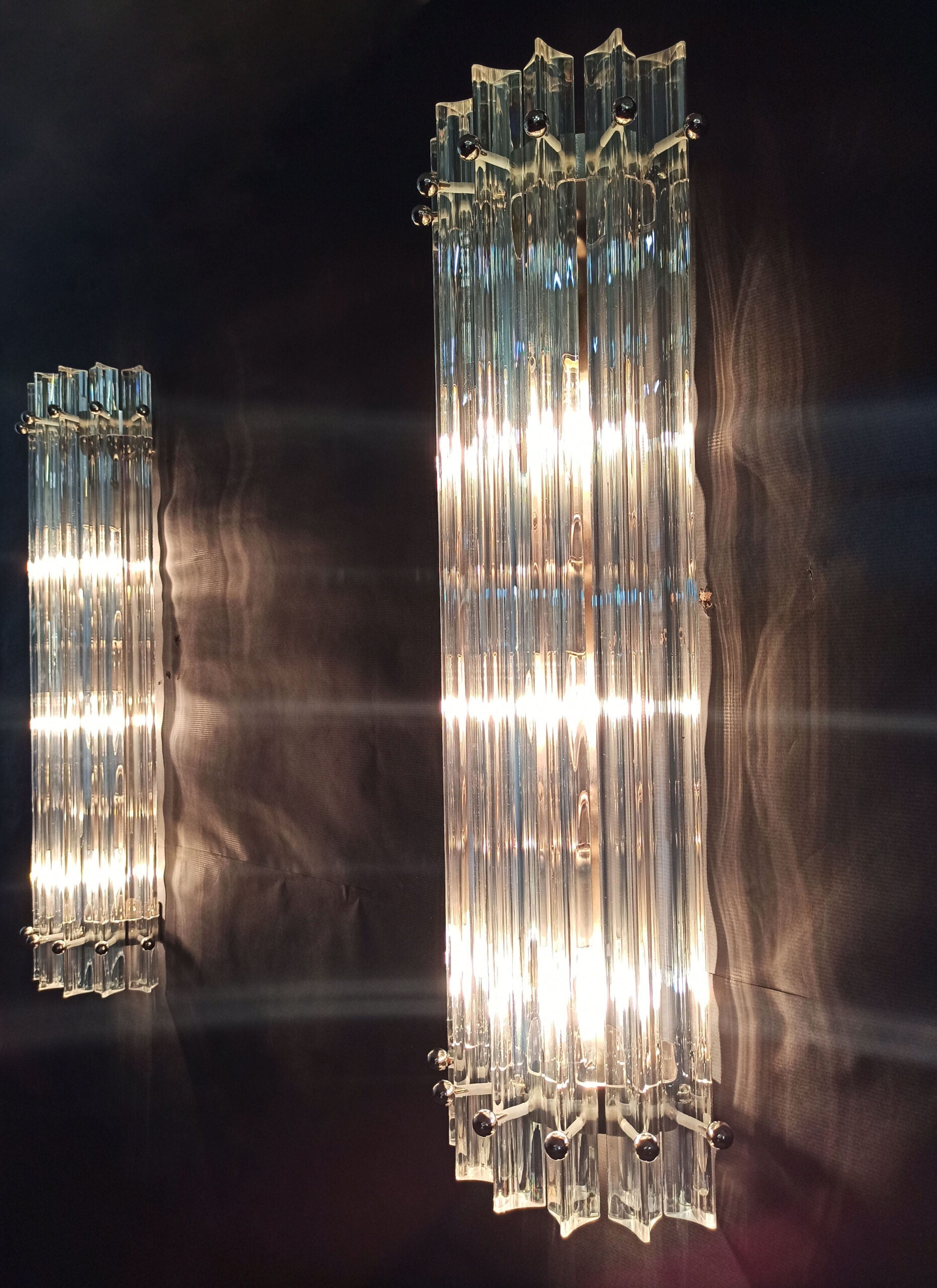 Murano Wall Lamp | 7 Iris Clear Prism Glass | Set of 2