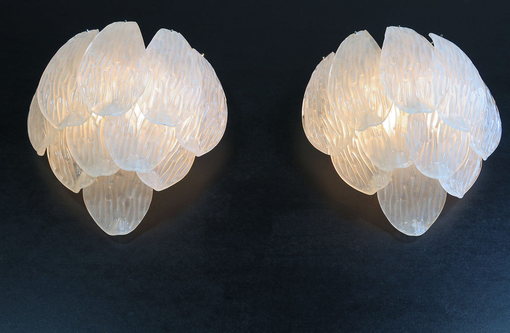 Murano Wall Lamp | 10 Clear Petal Glass | Set of 2