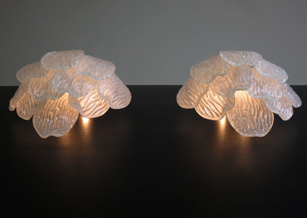 Murano Wall Lamp | 10 Clear Petal Glass | Set of 2