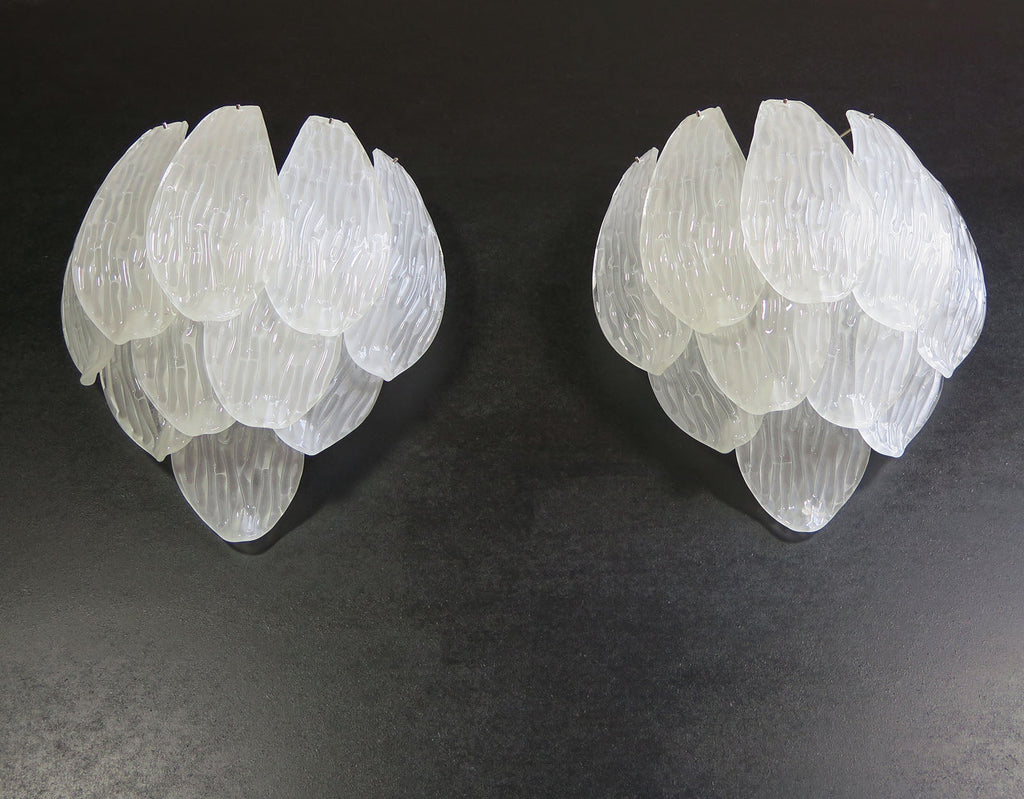 Murano Wall Lamp | 10 Clear Petal Glass | Set of 2
