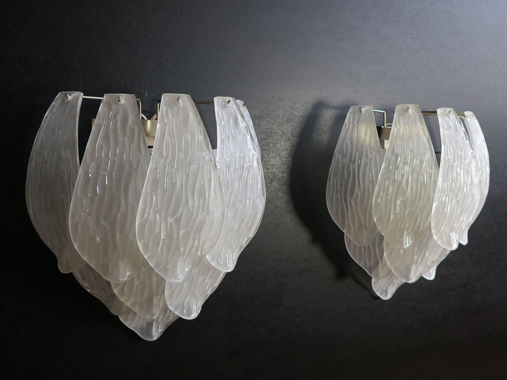 Murano Wall Lamp | 10 Clear Petal Glass | Set of 2