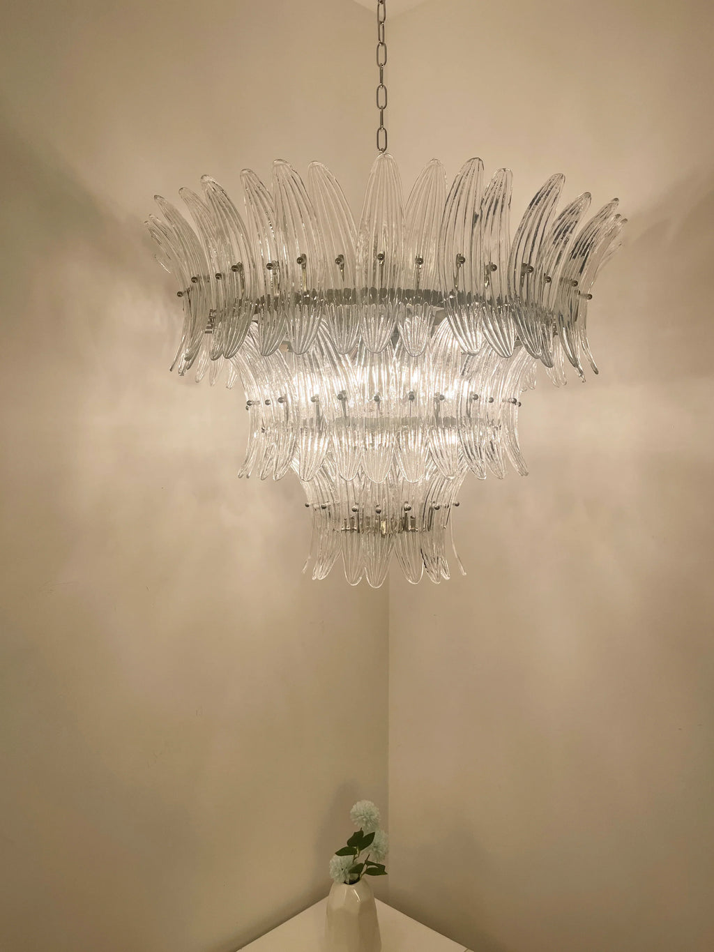 Palm Leaves Murano Transparent Glass Chandelier product image