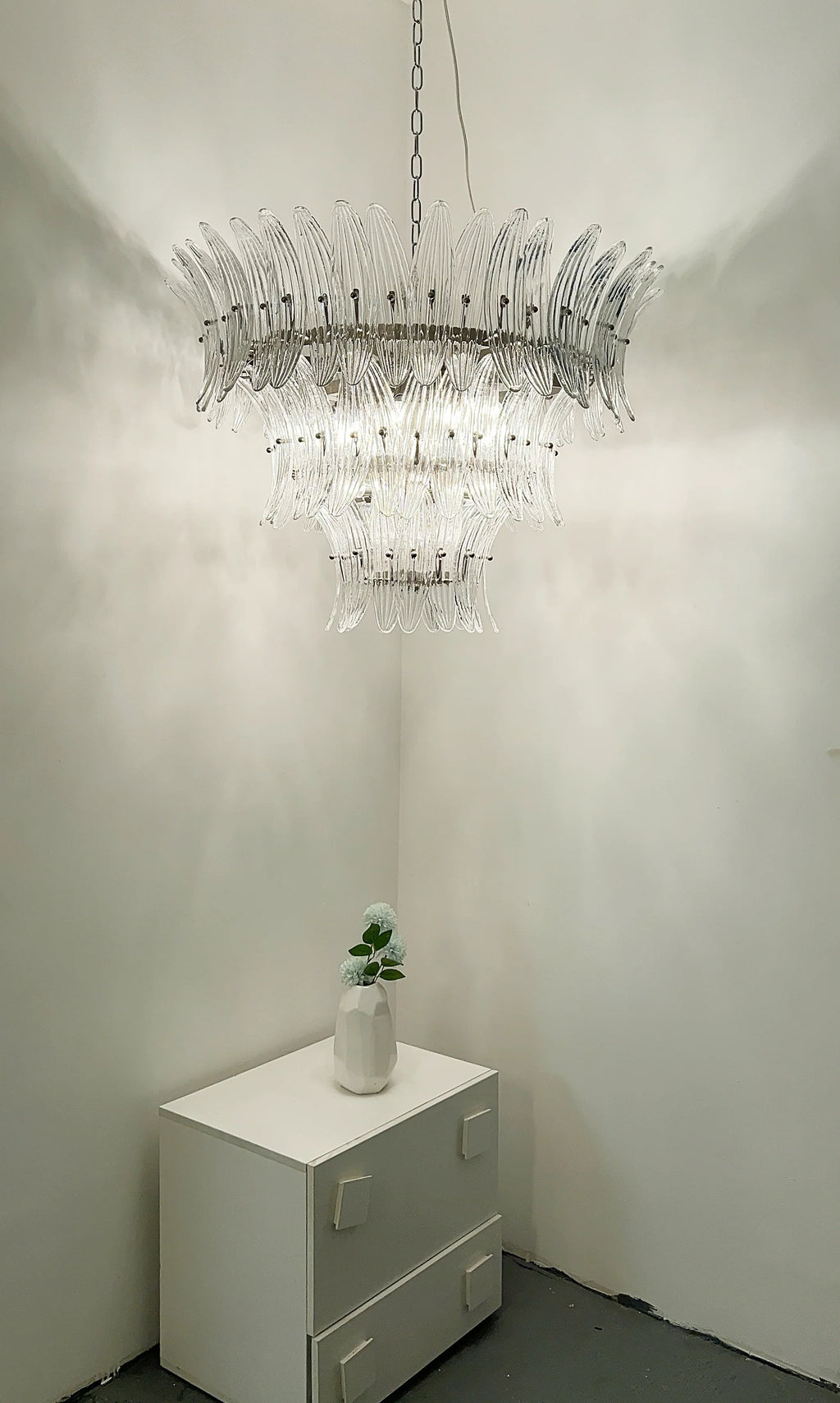 Palm Leaves Murano Transparent Glass Chandelier product image