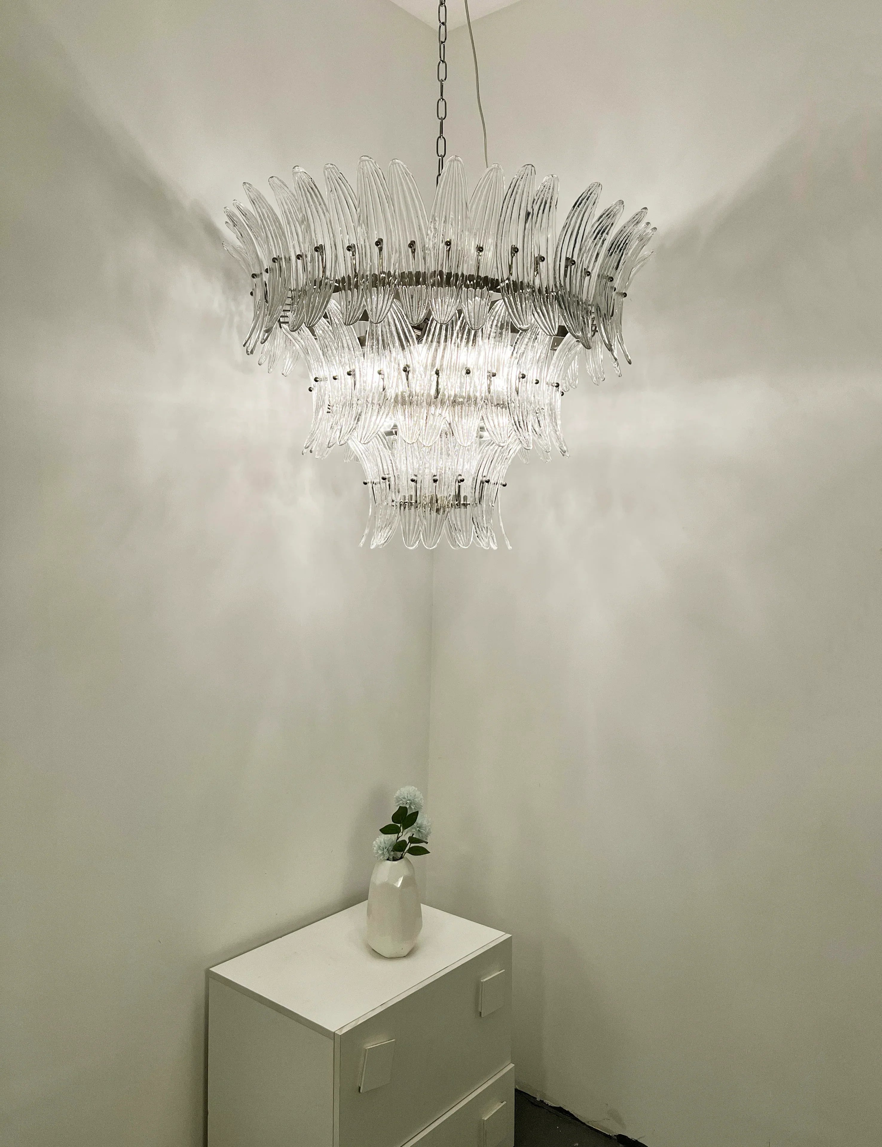 Palm Leaves Murano Transparent Glass Chandelier product image