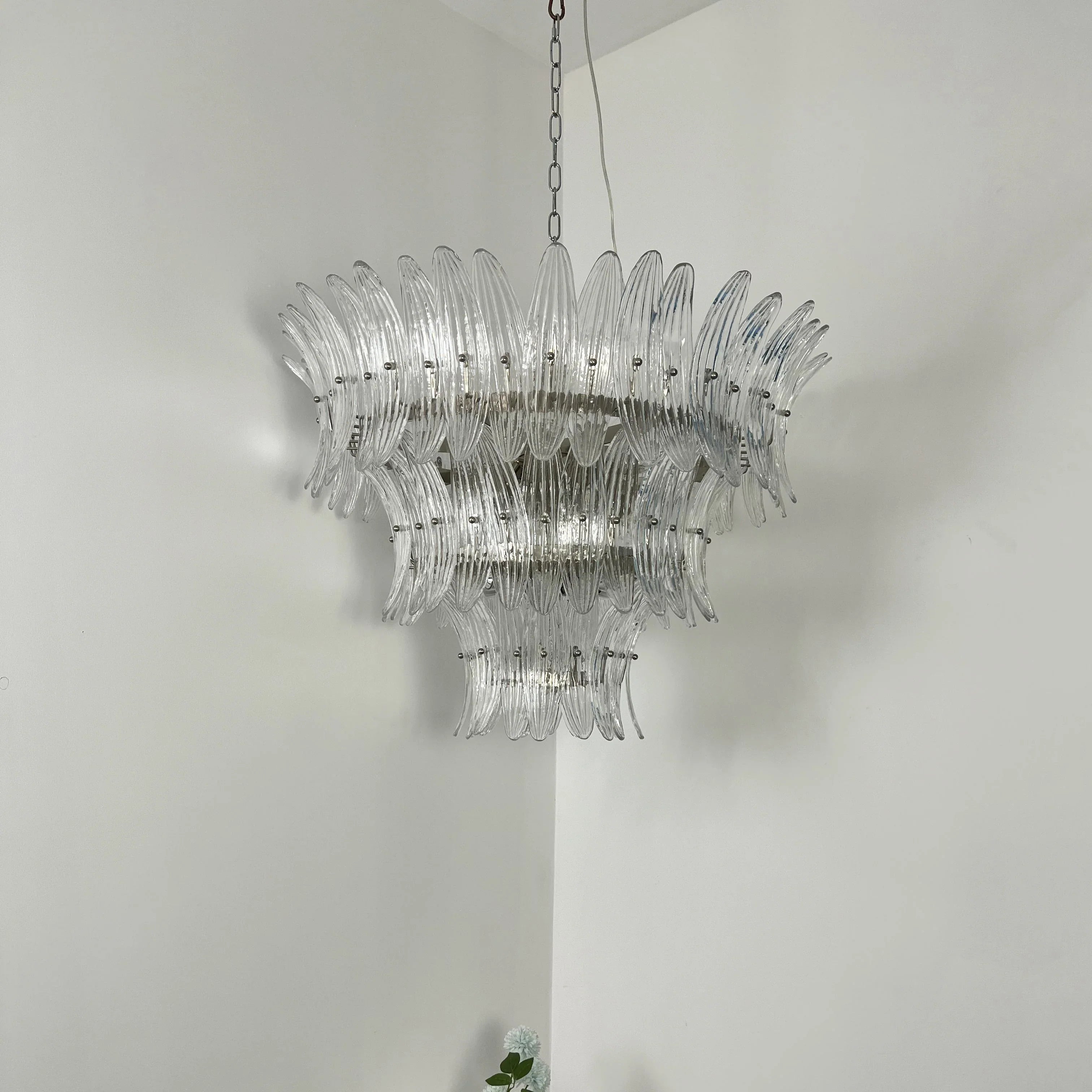 Palm Leaves Murano Transparent Glass Chandelier product image