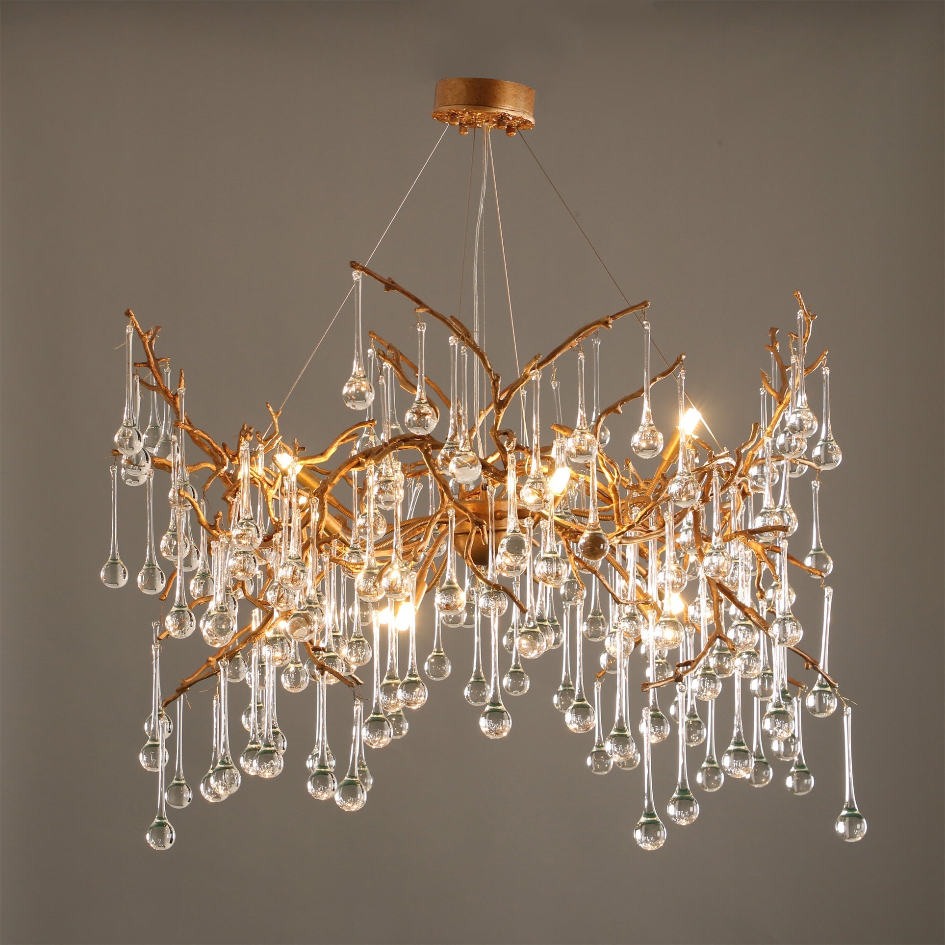 Palwa Branch Brass Crystal Chandelier by Bling Lighting Studio