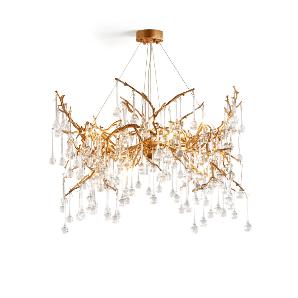 Palwa Branch Brass Crystal Chandelier by Bling Lighting Studio