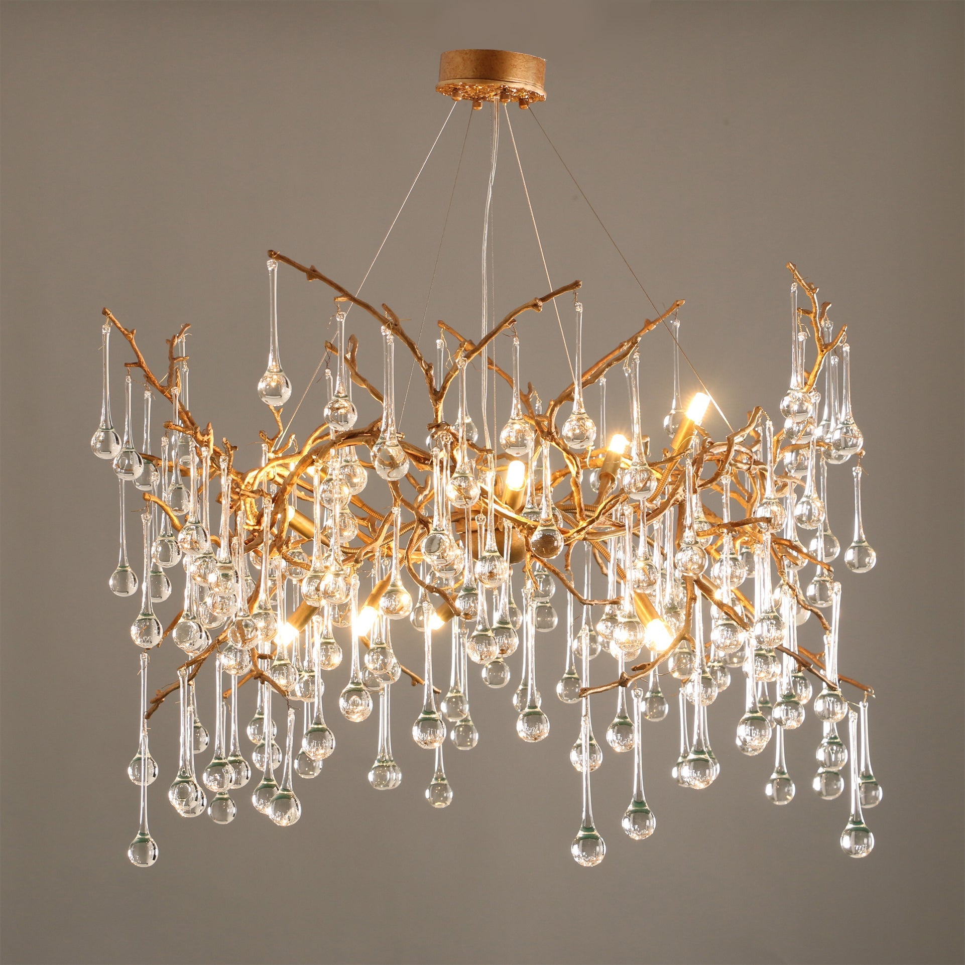 Palwa Branch Brass Crystal Chandelier by Bling Lighting Studio