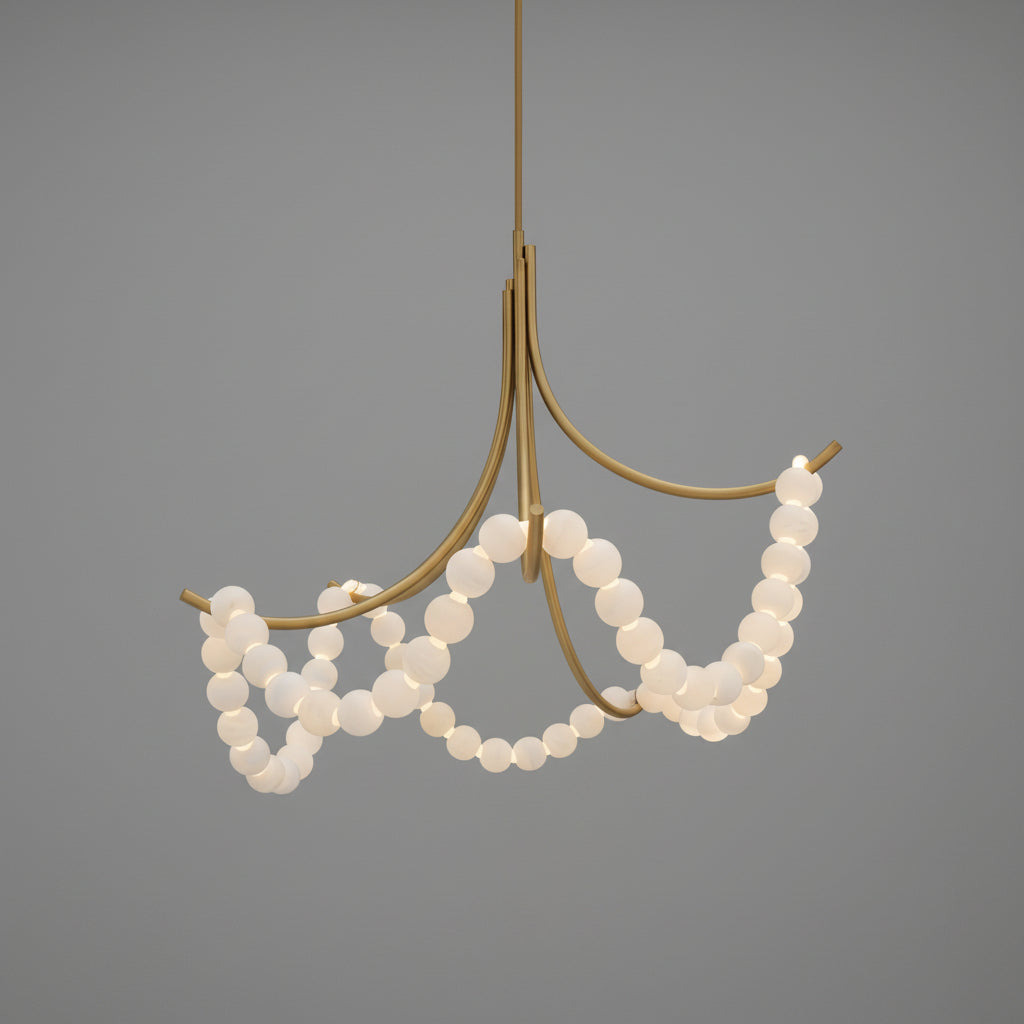 Natural Stone Illuminated Disc Chandelier by Bling Lighting Studio