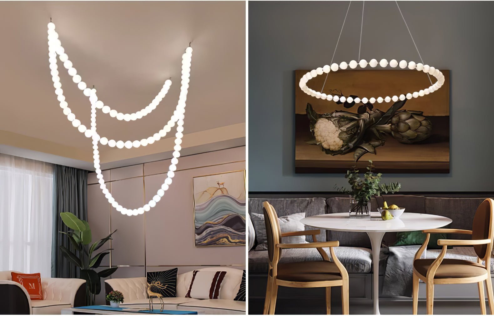 Pearl Glass Necklace Balls Chandelier